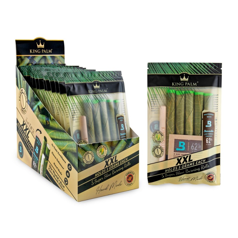 King Palm Natural Cones 5pk XXL Display 15CT, thc, , dry herb, flower, preroll, pre roll